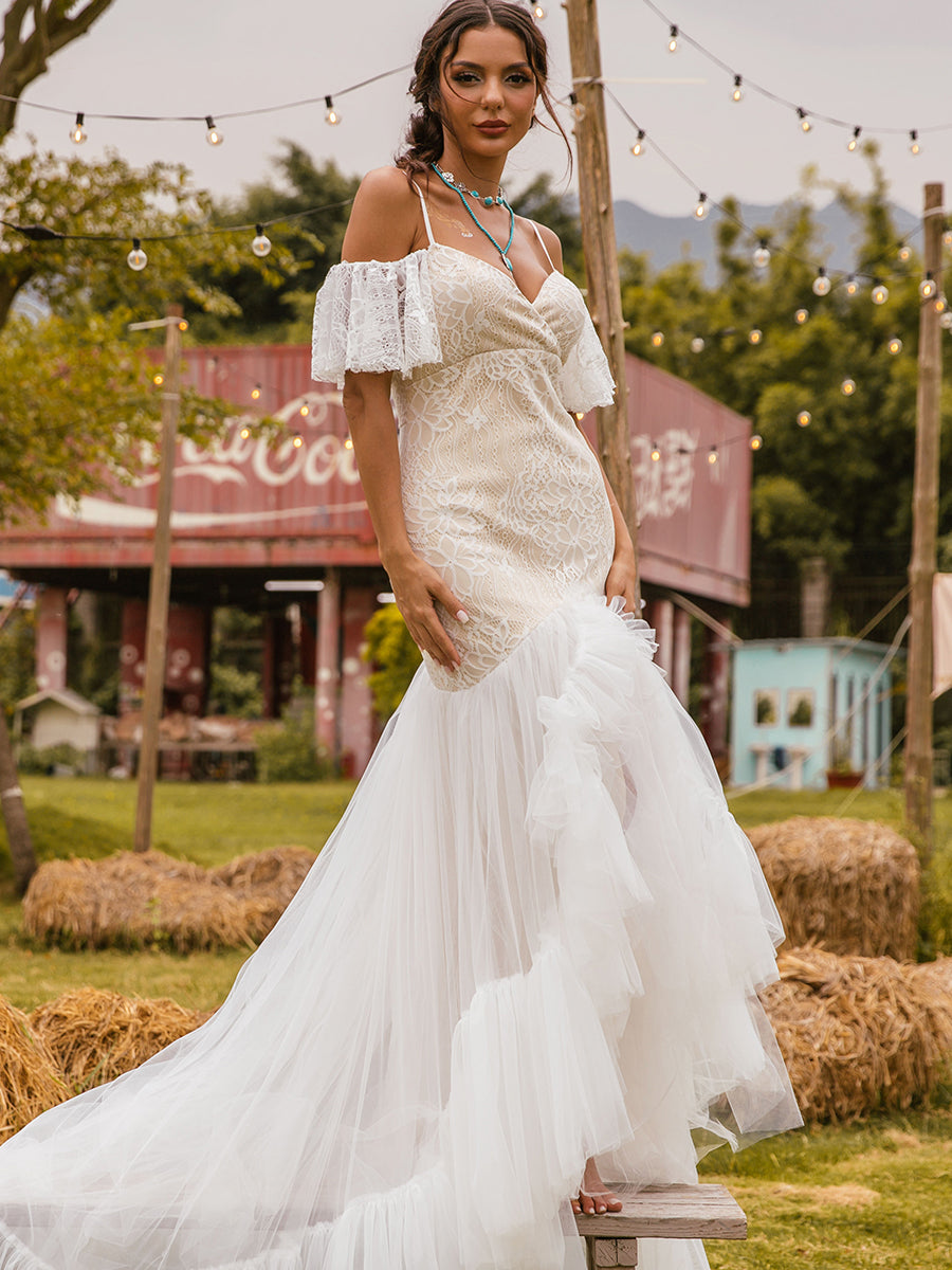 Flutter Sleeve Wedding Dress  Shop Bridal Gowns 2024 – BRIDALVENUS
