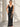 Two-layer Rhinestone V-neck Black High-split Dress