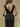 Black Fishtail Bridesmaid Dresses Cap Sleeve V-Neck