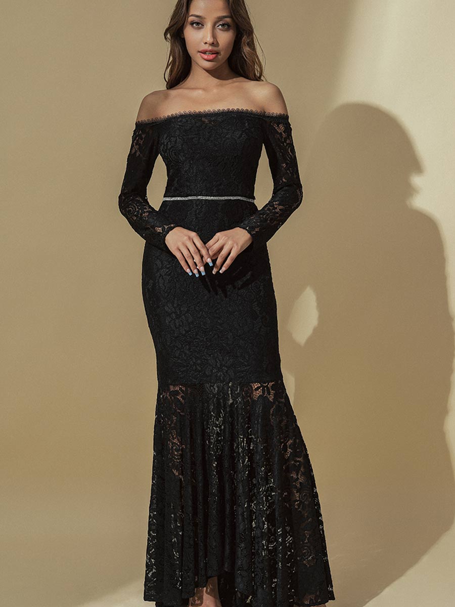 Black Petite Wedding Dress Mermaid Lace Gowns Black / US:6-8 Black Petite Wedding Dress Mermaid Lace Gowns Black / US:6-8