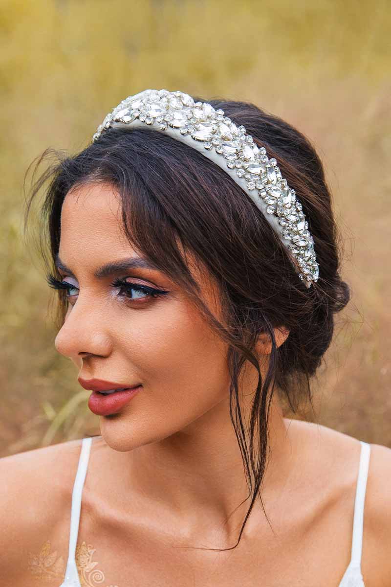 2023 Silver Rhinestones headbands jewelled Wide butterfly Bridal Hair Accessories