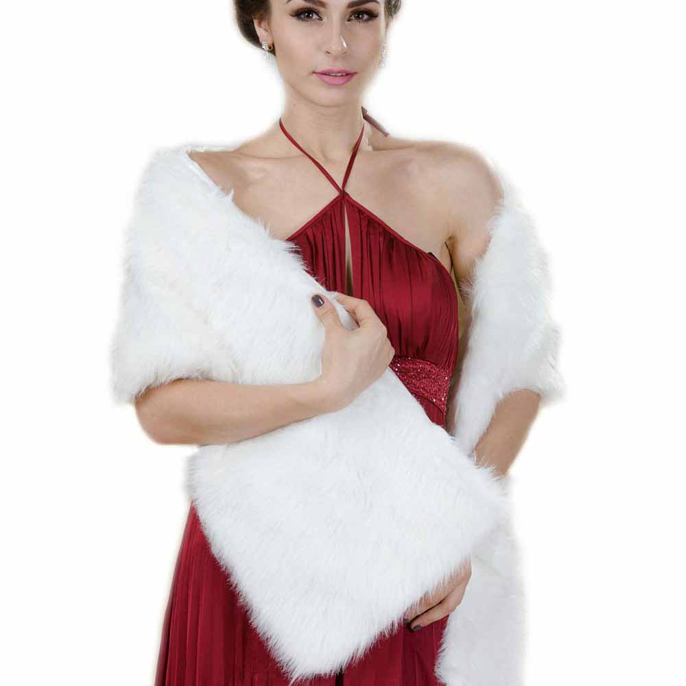 White Faux Fur Shawls Wraps Wedding Fur Stole