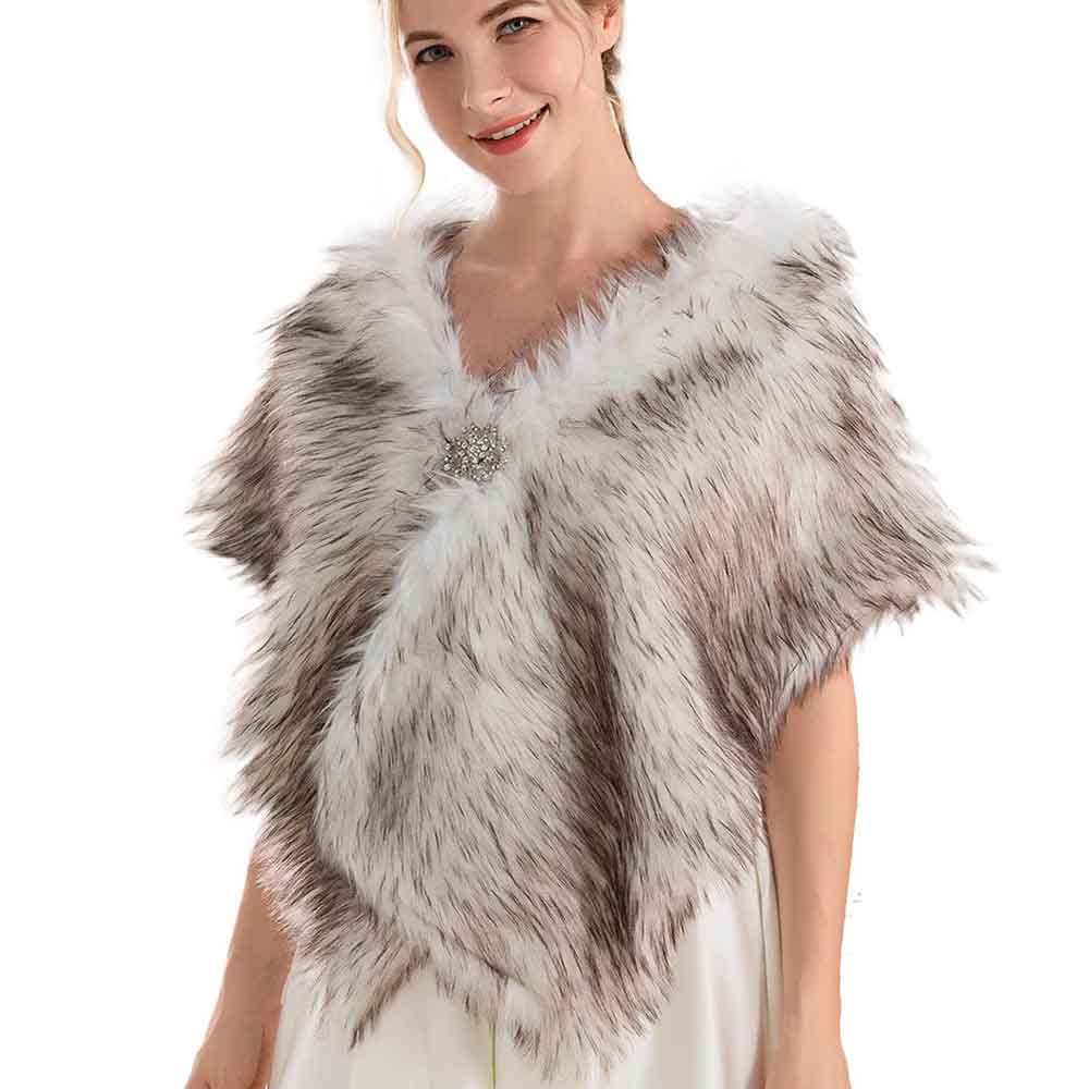 Faux Fur Shawls Wraps White Brown Wedding Fur Stole