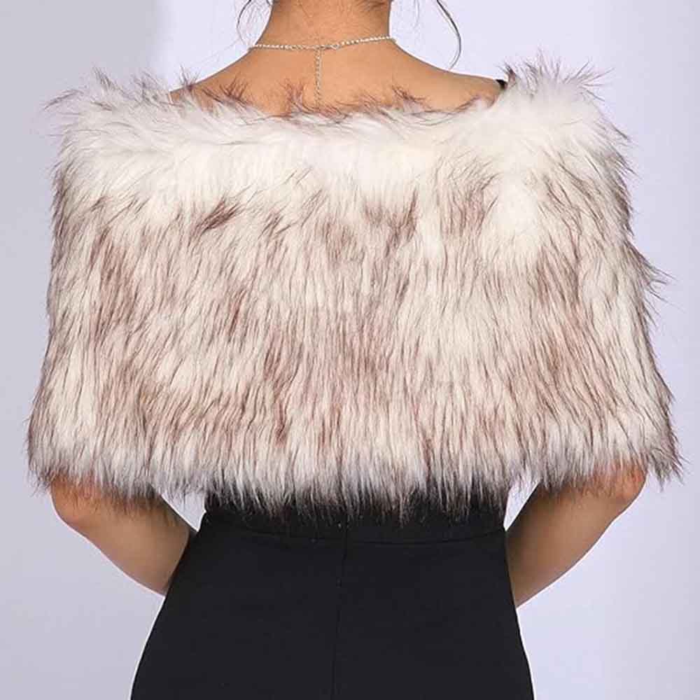 Wedding Faux Fur Wraps and Shawls White Brown Bridal Fur Stole for Party