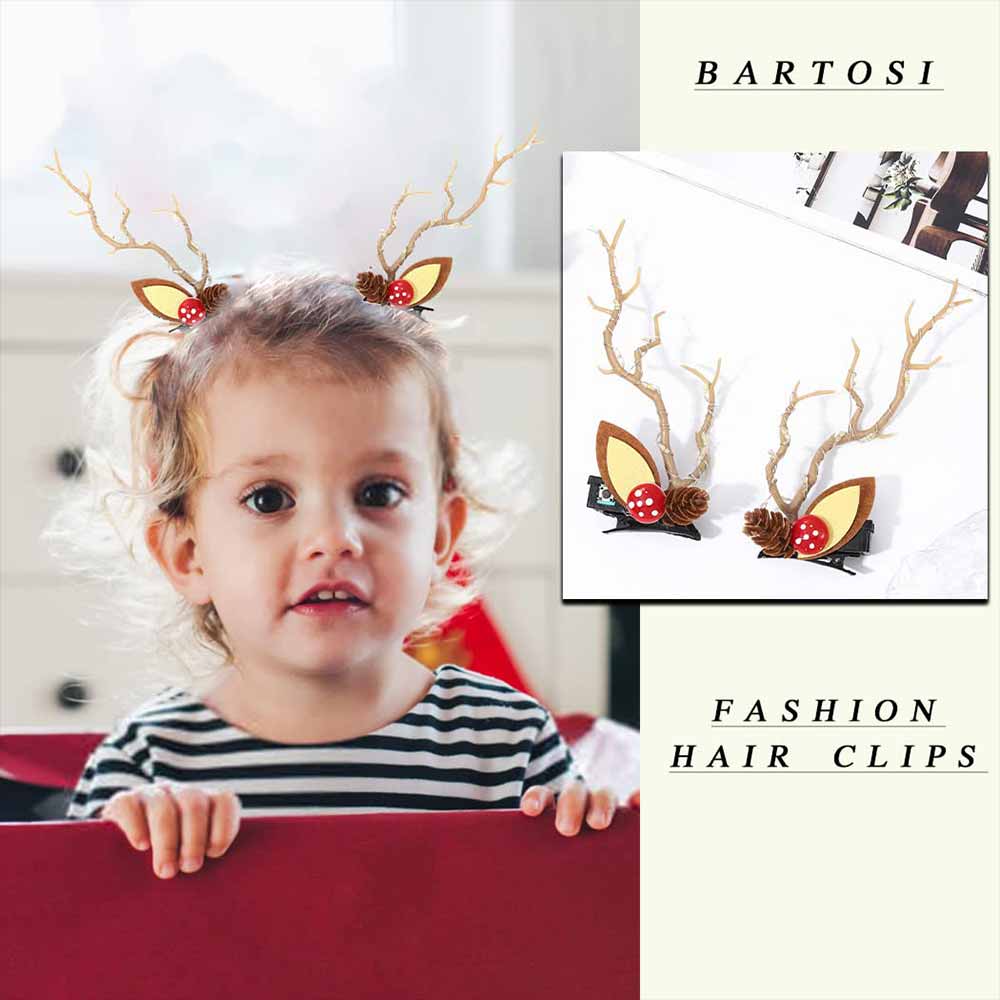 LED Reindeer Antler Hair Clips with Pinecone and Mushroom HP002