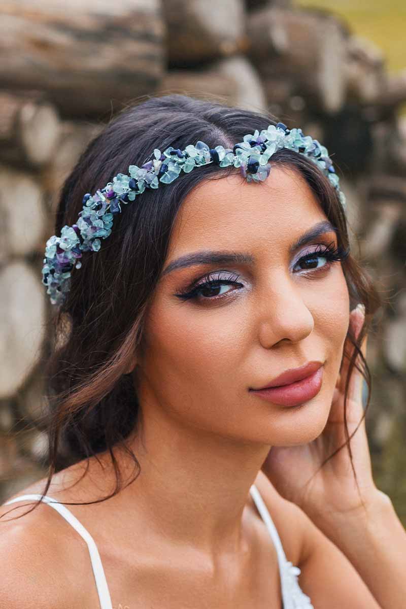 2023 Boho Raw Stone Tiara Turquoise Headband Wedding Bridal Crown Accessories