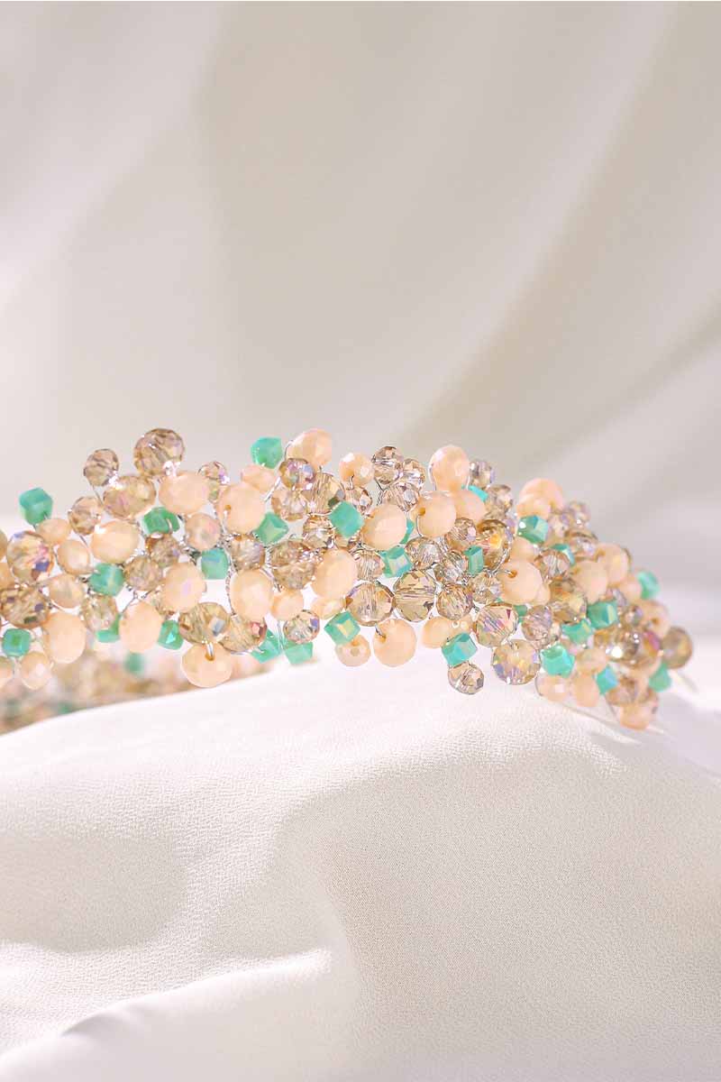 2023 Boho Turquoise Headbands Bridal Crystal Gemstone Raw Stone Crown