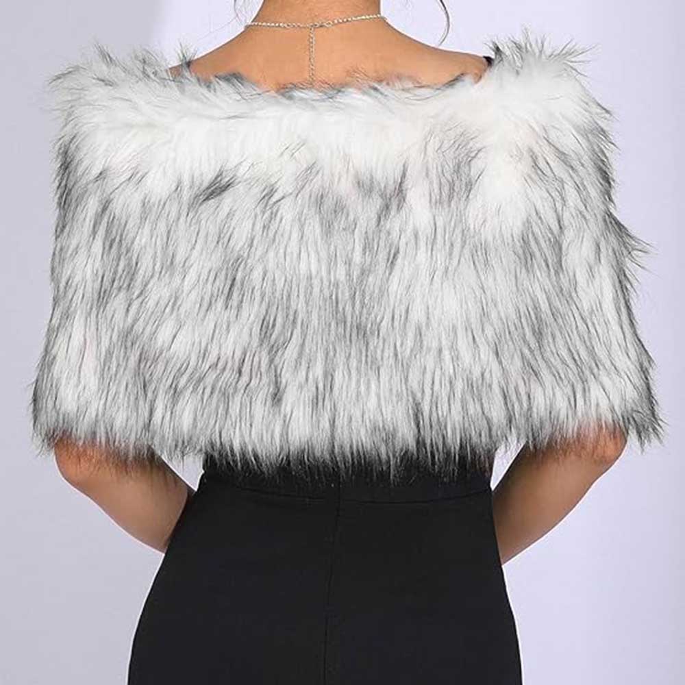 Wedding Faux Fur Wraps and Shawls Black White Bridal Fur Stole for Party