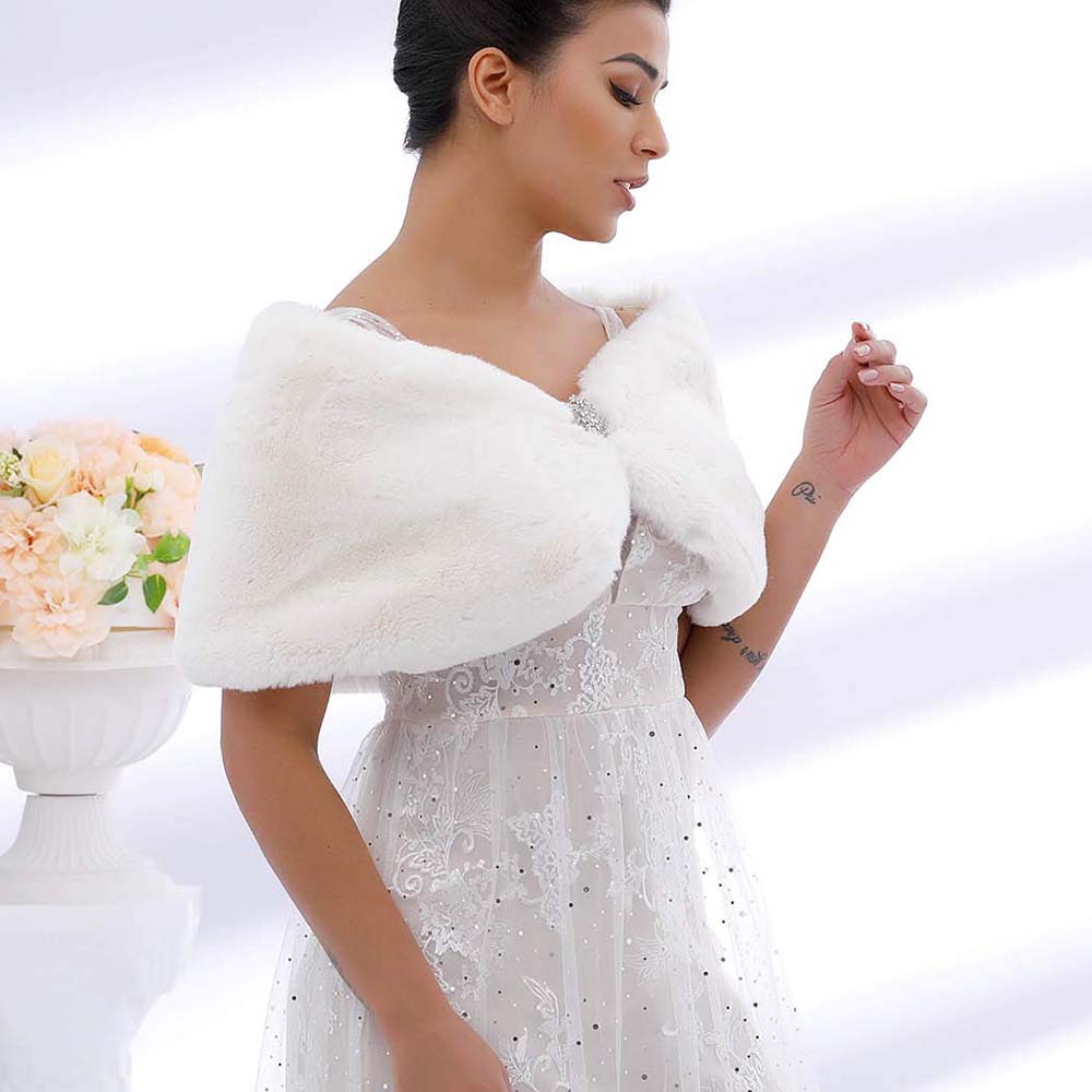 Wedding Faux Fur Wraps and Shawls White Bridal Fur Stole for Party