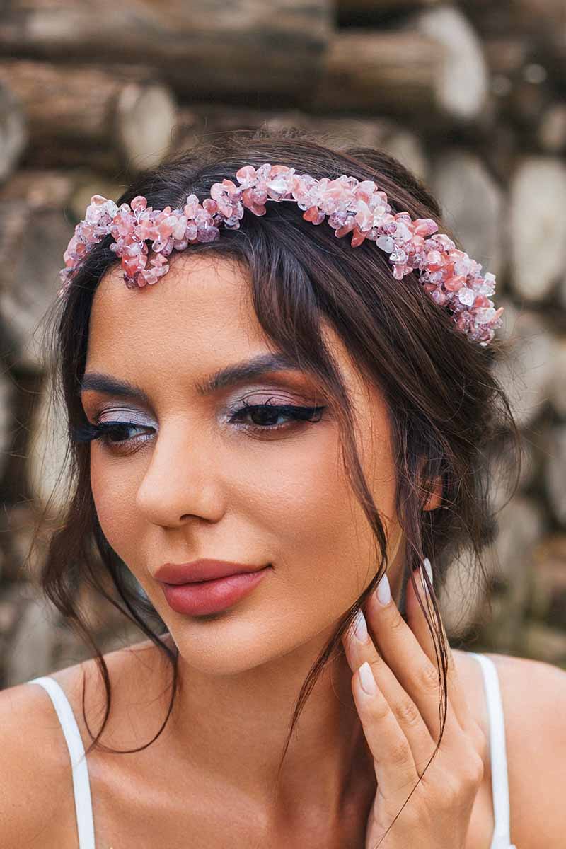 2023 Pink Raw Stone Tiara Designer Crown Turquoise Headband Bridal Accessories