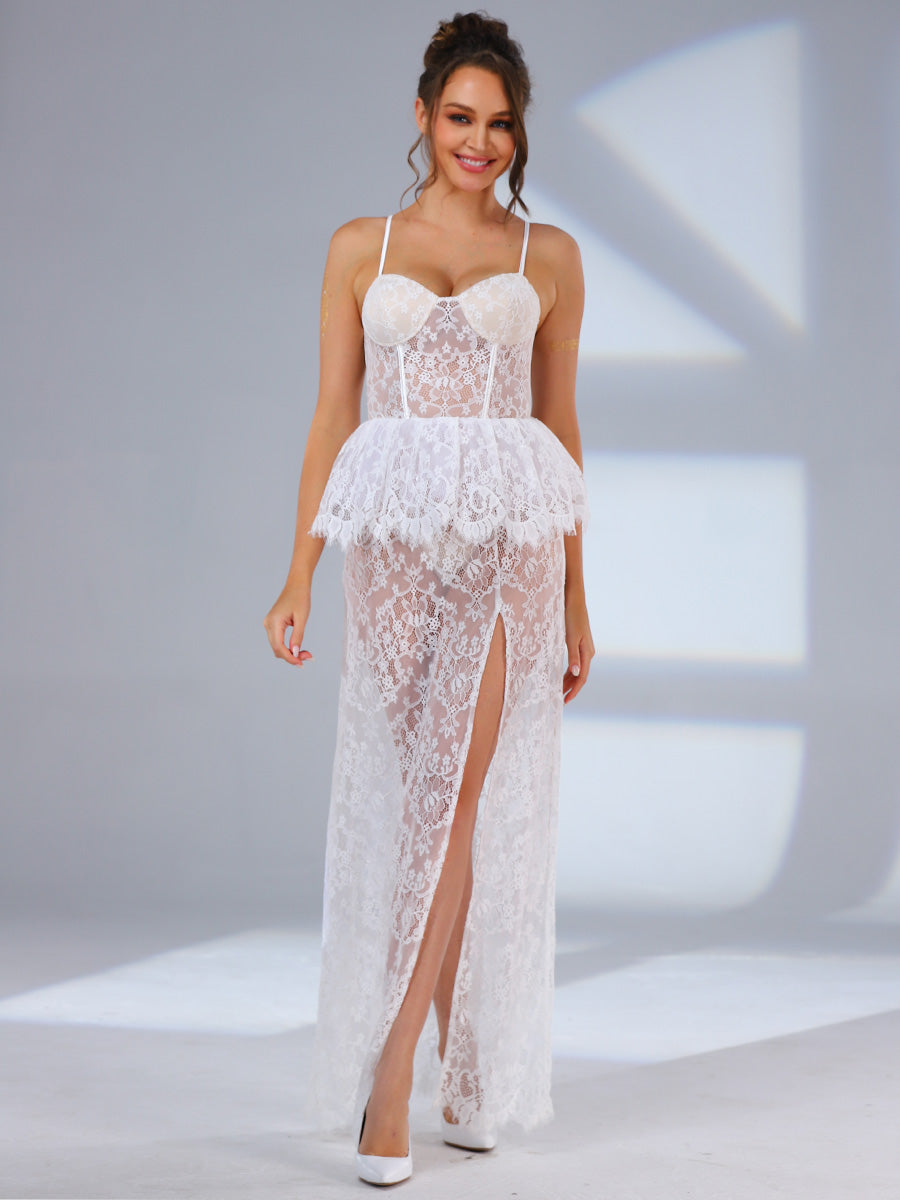 Bold Boho Lace Wedding Dresses With High Slit