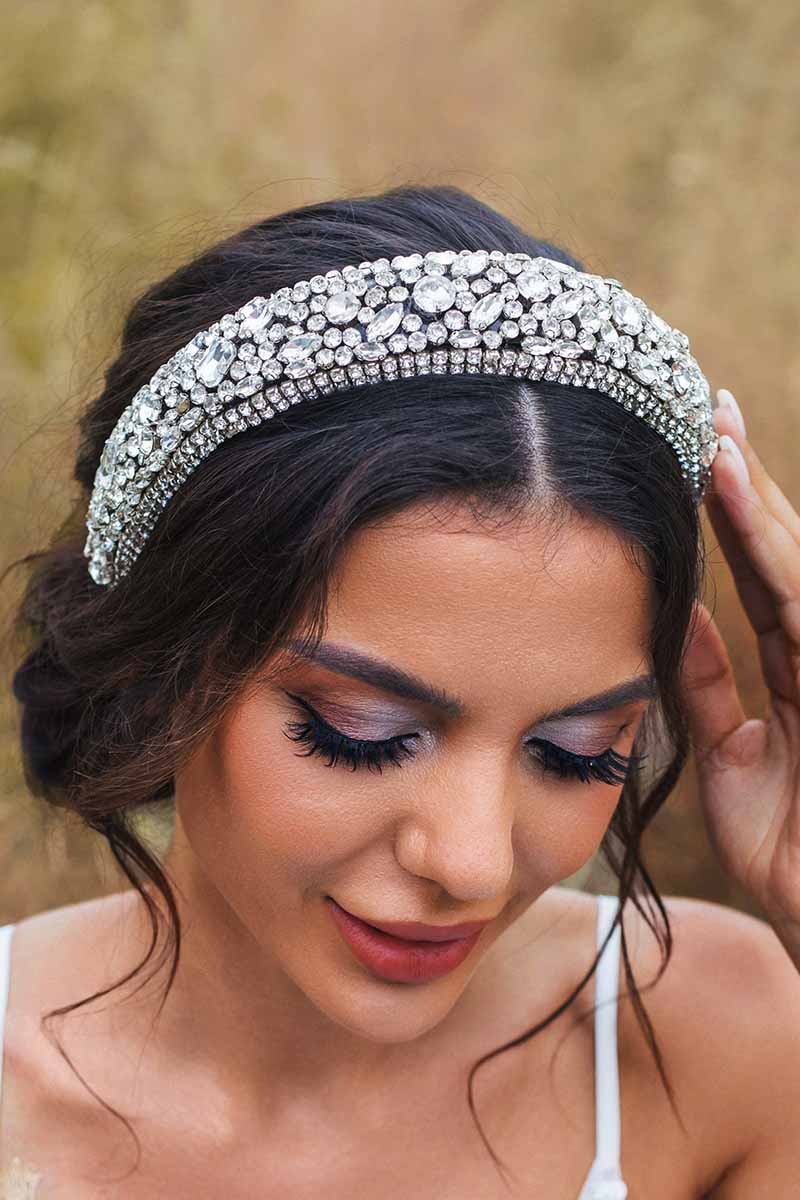 2023 White Rhinestones Headbands Jewelled Wide Diamond Bridal Hair Accessories