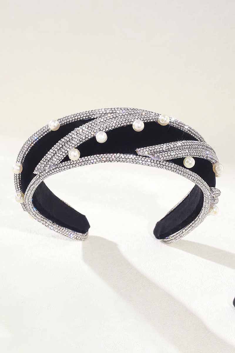 2023 Rhinestone Headbands Twill Pearl Embellishment Wide Wedding Accessories HRBL0013