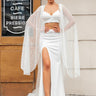 Two Piece Boho Wedding Dress With Double Layered cape