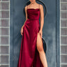 Cheap Satin Red Bridesmaid Dresses Slip Sleeveless