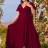 Plus Size Red Bridesmaid Dresses V Neck Chiffon