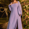 Plus Size Purple Bridesmaid Dresses Detachable puffy long sleeves