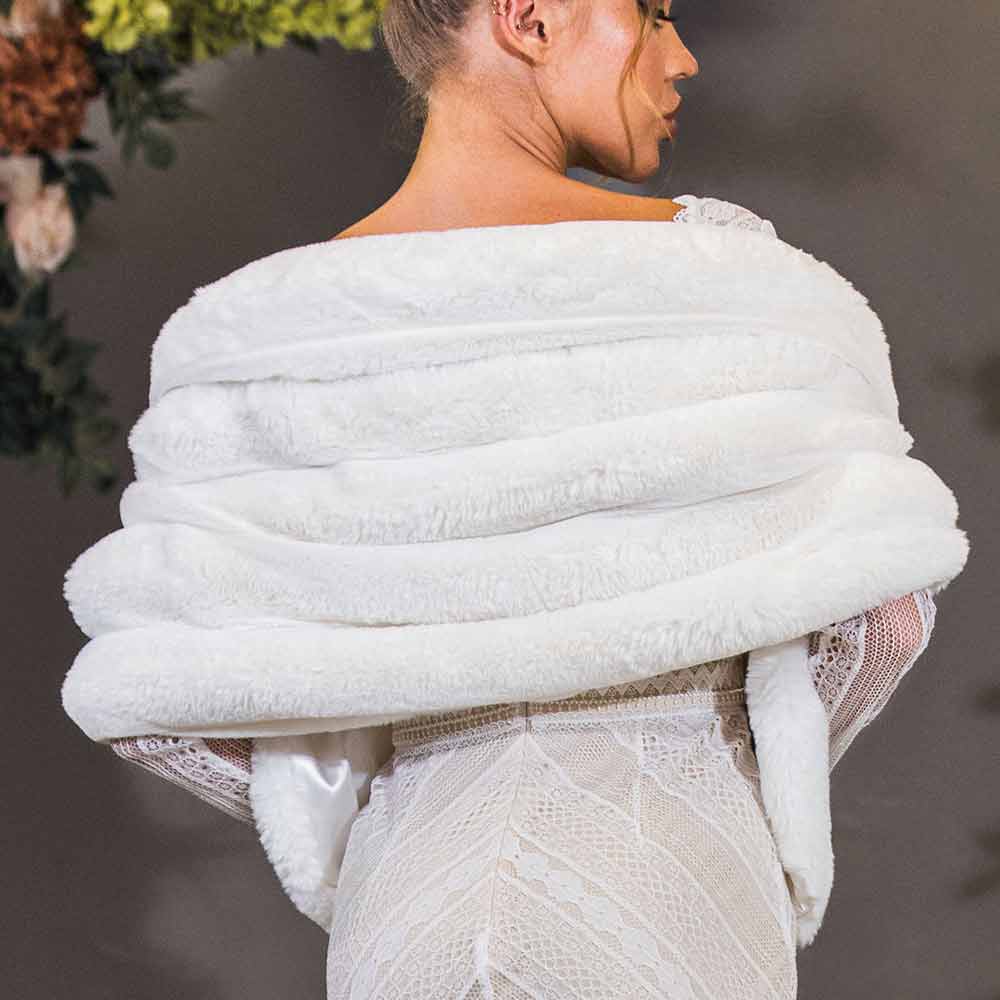 Thick White Faux Fur Shawl Winter Wedding Accessories
