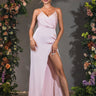 Blush Pink Satin Bridesmaid Dresses Slip Lace-up back