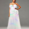 Strapless A Line Wedding Dress Feather With LED Lights Up