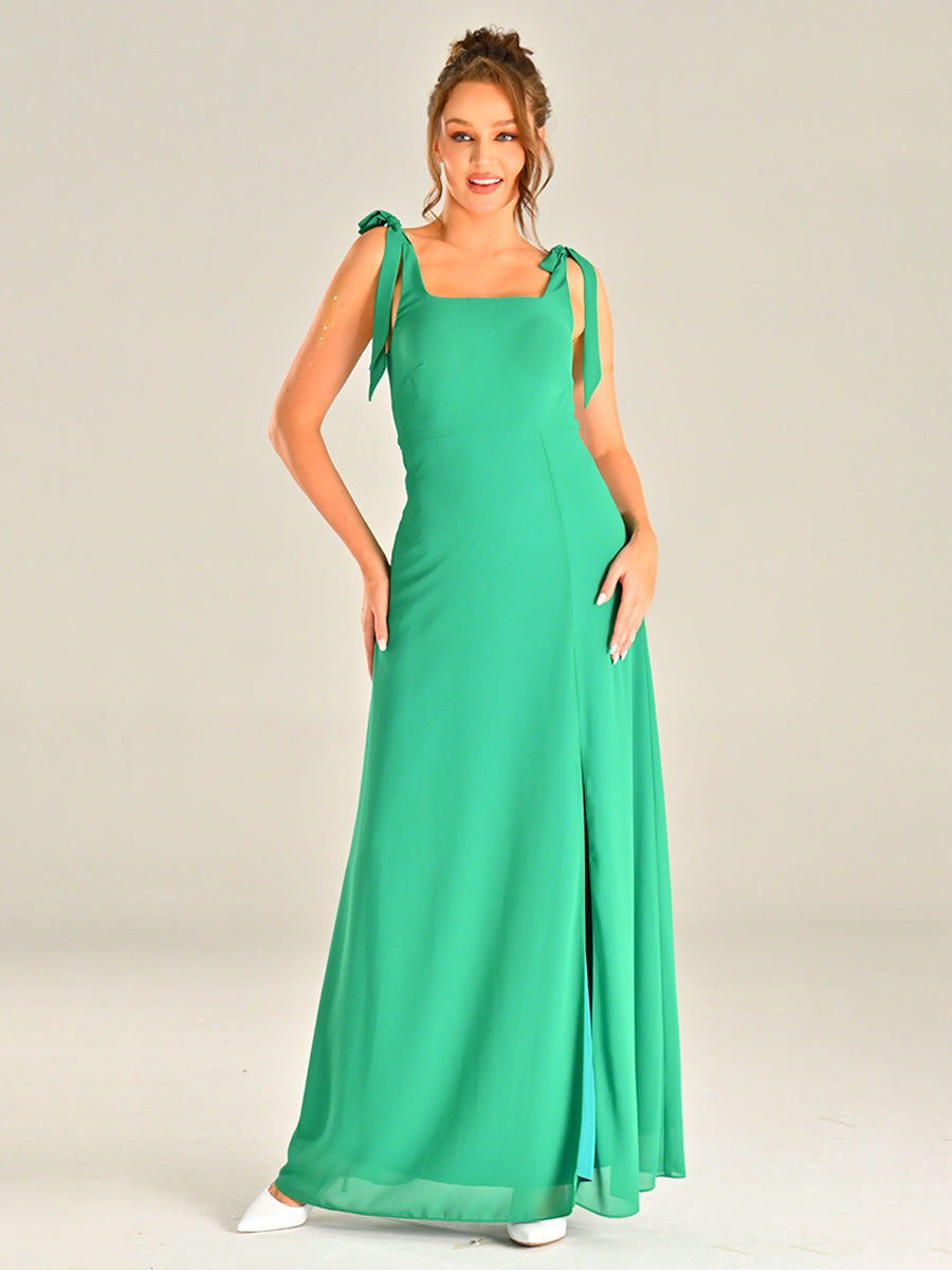 Emerald Green Chiffon Bridesmaid Dresses Sleeveless Slip