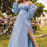 Plus Size Beach Wedding Guest Dresses Detachable Puffy Sleeves