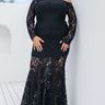 Plus Size Mermaid Black Lace Long Sleeves Rustic Wedding Dresses