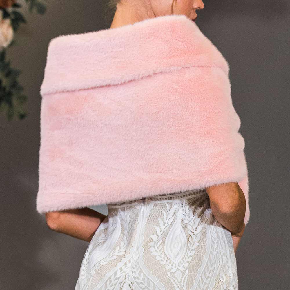 Pink Faux Fur Shawl For Full Winter Shrug Wrap Wedding Accessories