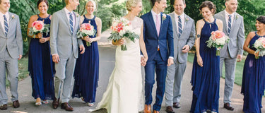 What Color Suit Compliments a Navy Blue Bridesmaid Dress?