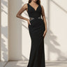 Mermaid Black Sleeveless V Neck Evening Gowns