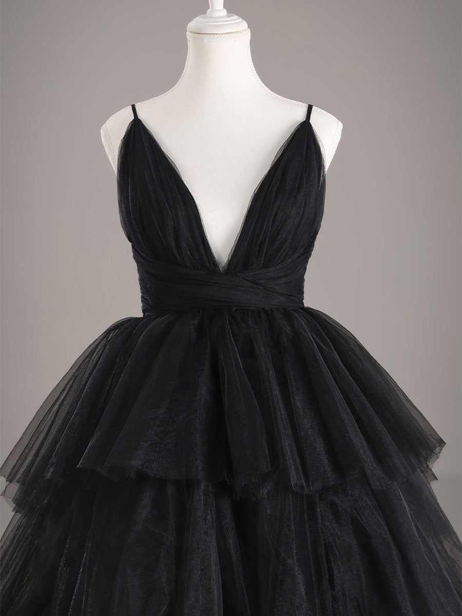 Black Halter Wedding Dress V-Neck A-Line Tulle Gowns BRIDALVENUS Black Halter Wedding Dress V-Neck A-Line Tulle Gowns BRIDALVENUS