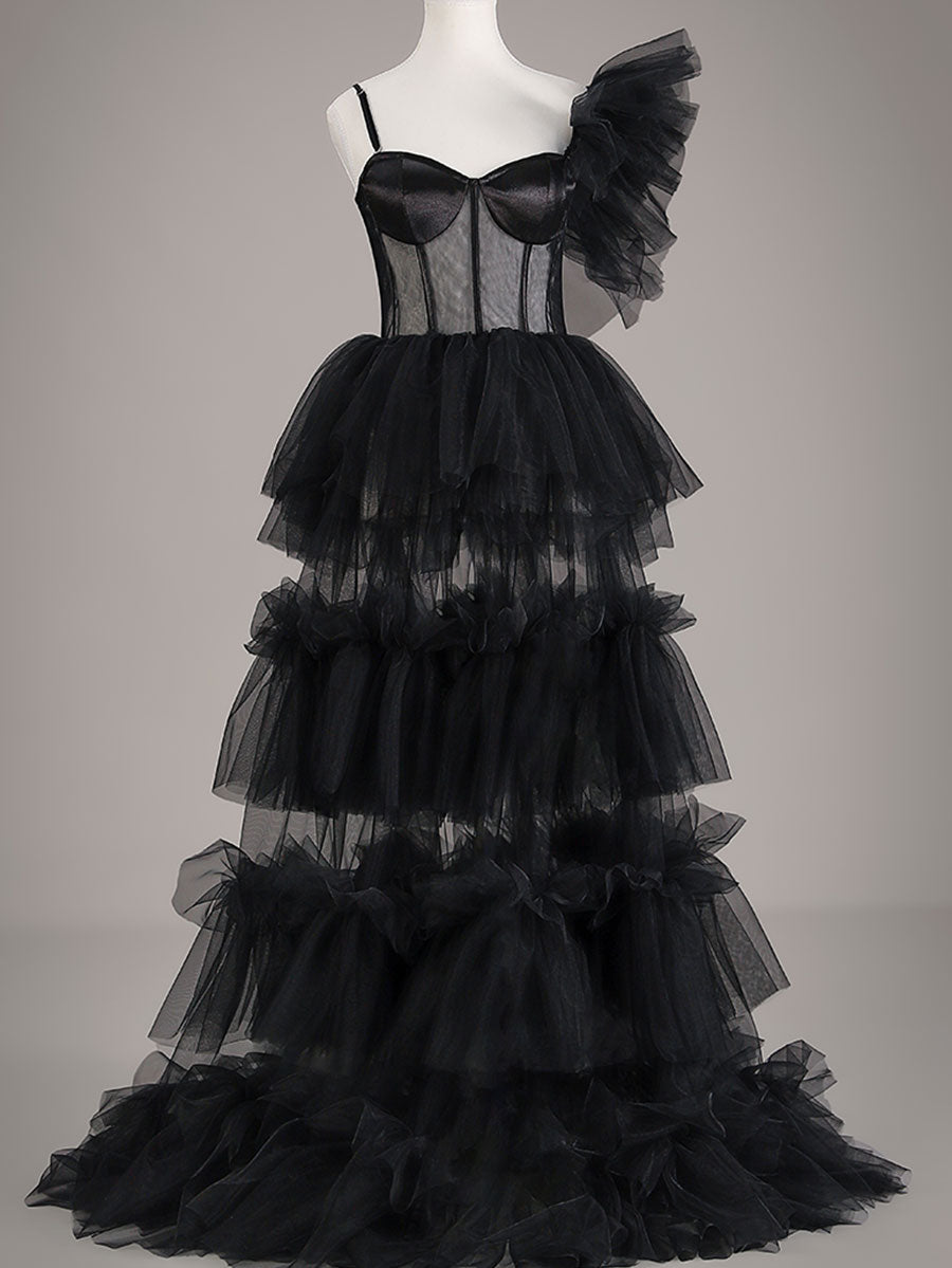 Affordable Black A-line Tulle Vintage Wedding Dresses