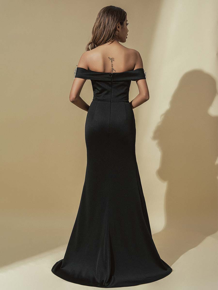 Strapless Black Bridesmaid Dress Petite Prom Slim Black / Customization Strapless Black Bridesmaid Dress Petite Prom Slim Black / Customization