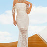Summer Lace Flutter Sleeve Mermaid Strapiess Wedding Dresses