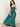 2025 Go Glam Peacock Green Bridesmaid Maxi Dress with Pleated Empire Waist