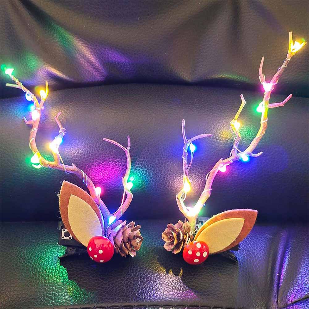 Lights up Christmas Hair LED  Clips Reindeer Antlers HP001