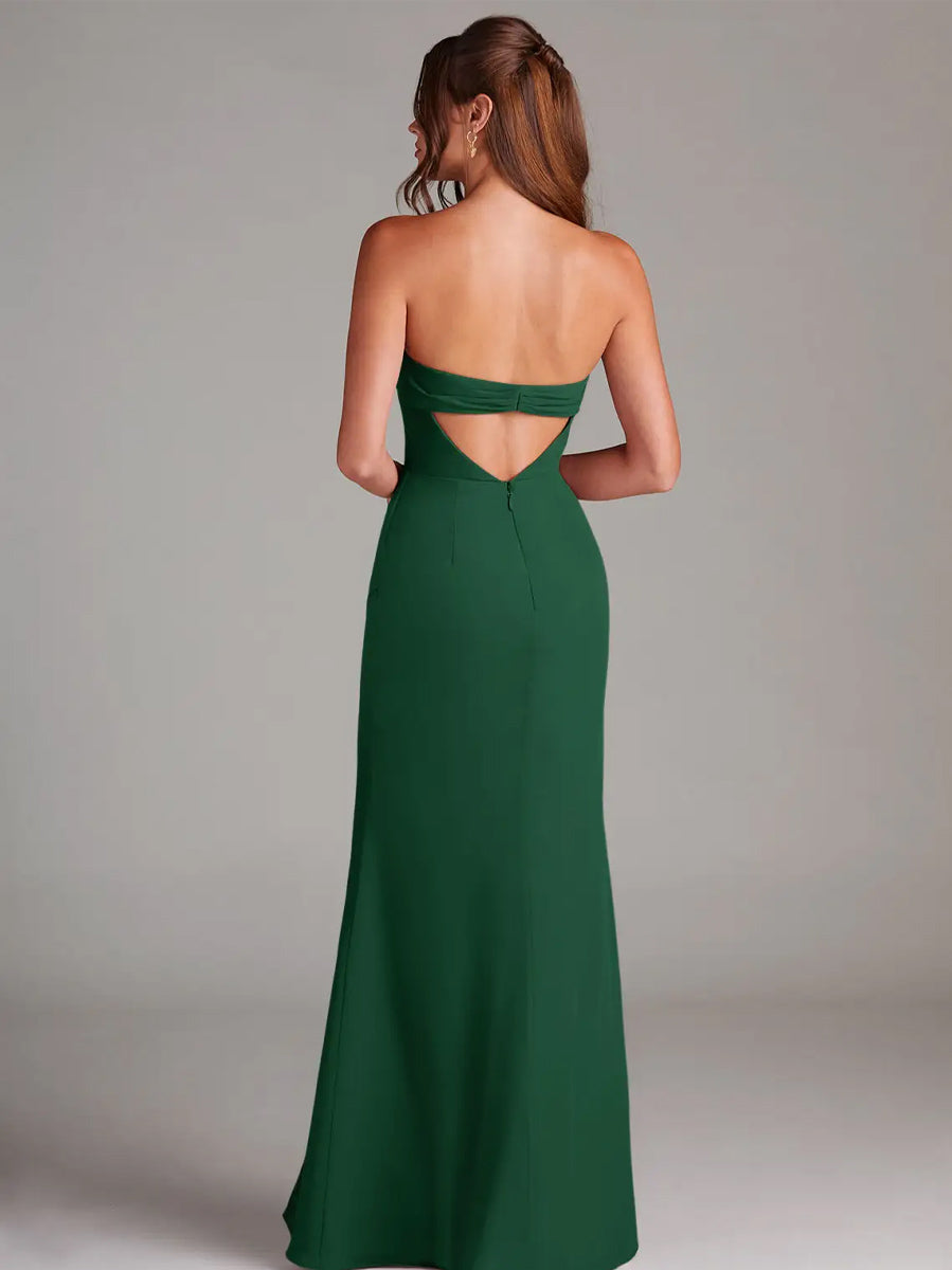 2025 Dark Green Bridesmaid Sheath Strapless Chiffon Convertible Dress