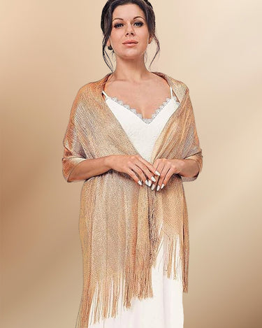 2025 Women's Festive Gold Fringes Scarves for Evening Shawl 2025 Women's Festive Gold Fringes Scarves for Evening Shawl
