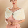 Wedding Short Faux fur cape Beige Fur Shawls