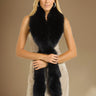 Women's Black Faux Fox Fur Long Scarf With Long Tail