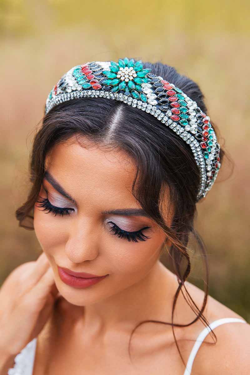 2023 Boho Crystal Wedding headband spark rhinestones prom dress Bridal accessories