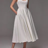 Satin Tea Length Wedding Dress With Scoop Neckline