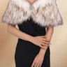 Short White-Brown Faux Fur Wedding Shawl