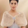 Camel Faux Fur Cape Wedding Shawl For Women