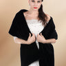 Women's Classic Black Long Pile Faux Fur Shawls