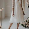 3 4 Sleeve Tea Length Wedding Dress Vintage A-line