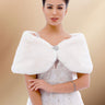 White Faux Rabbit Fur Shawl Wedding Shrug Cover Up