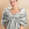 Luxurious Gray-White Ombre Faux Fur Bridal Shawl