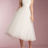 Strapless Midi Wedding Dress Tulle Circle Cut Skirt