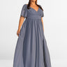 Dusty Blue V Neck A line Plus Size Mother Of Groom Dress 